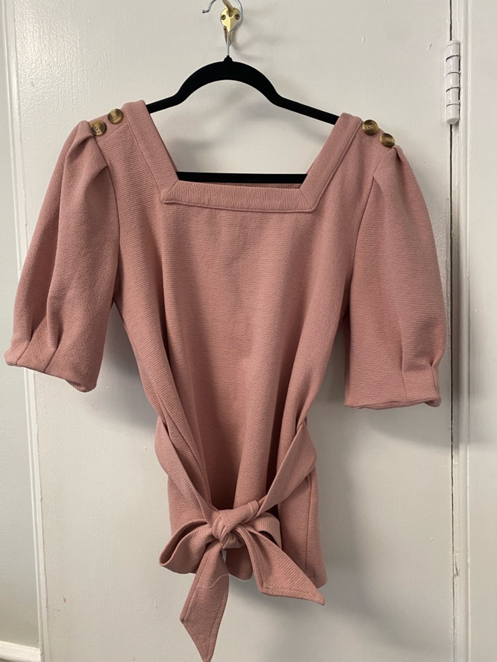 Current Air Blush Pink Knit Top with Tie Waist